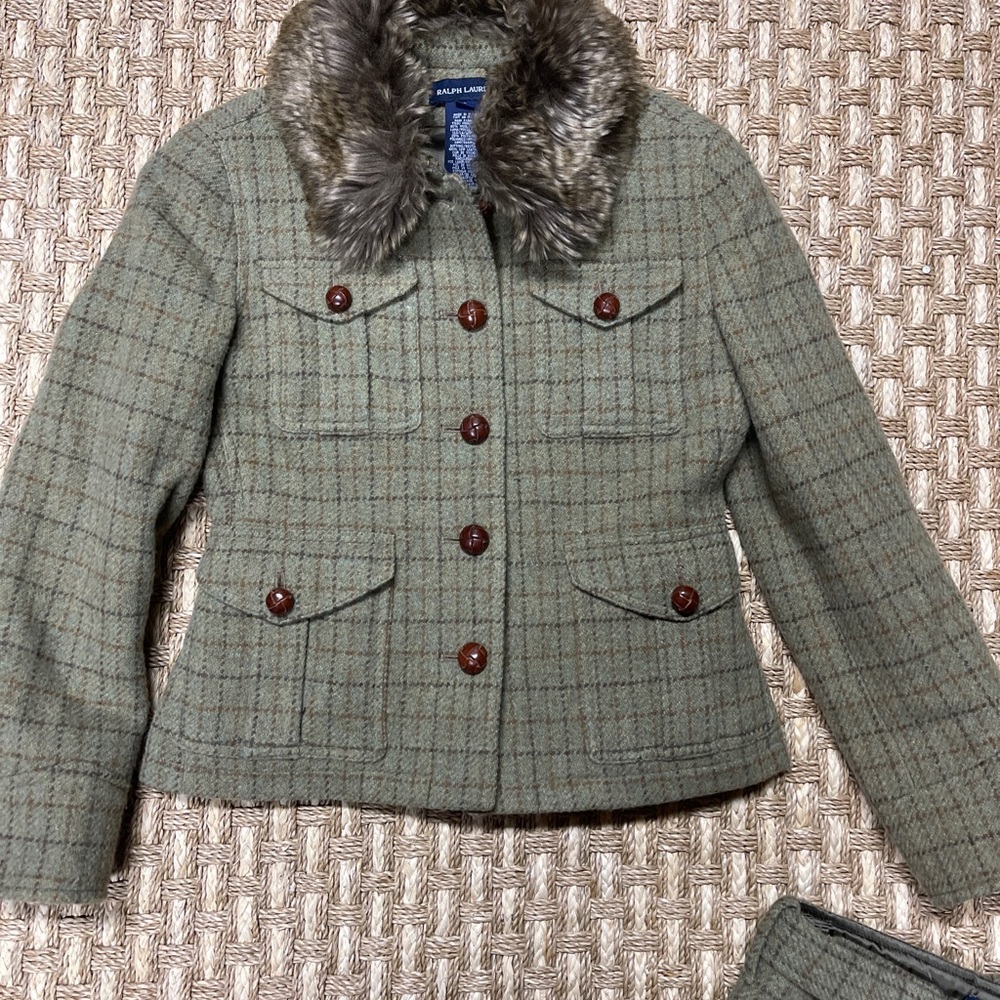 Ralph Lauren Tweed Lined French Blazer Shorts Wool Blend Girl Sz 8 Made In Italy - Picture 5 of 12
